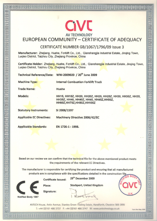 European Community - Certificate of Adequacy